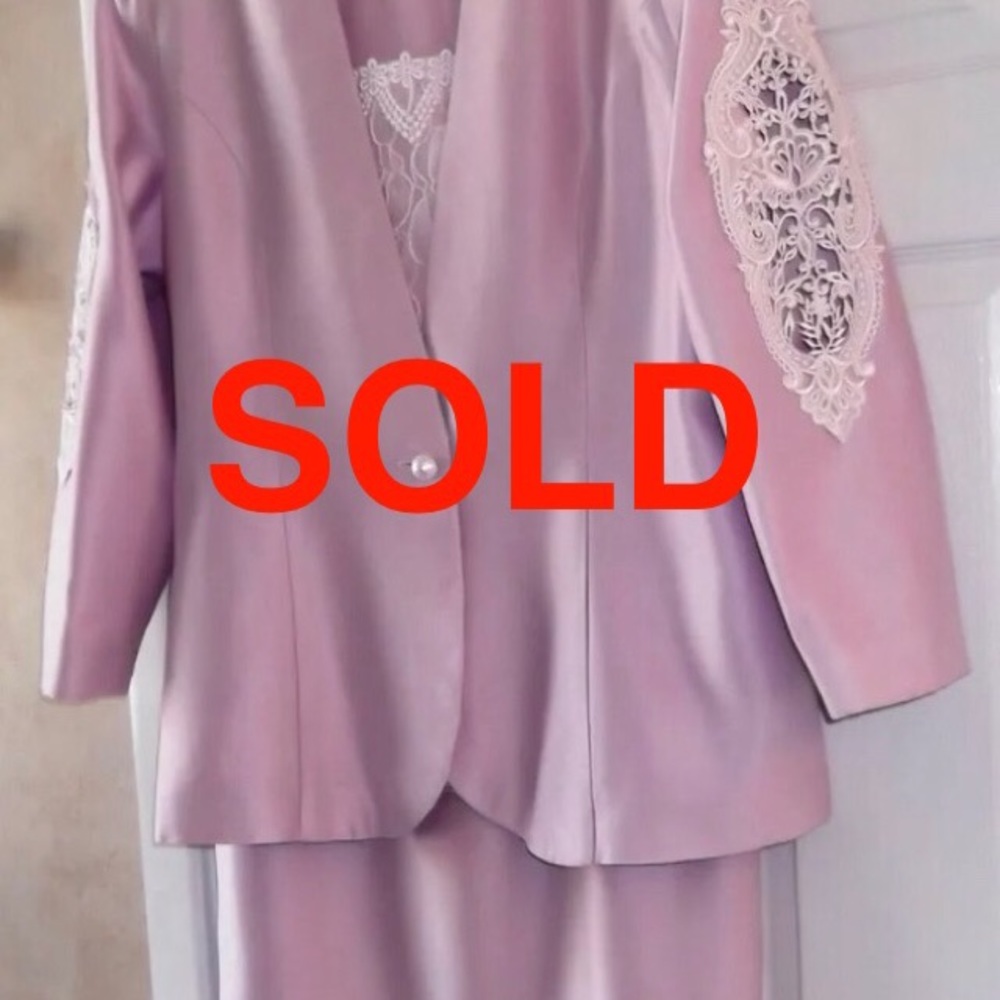 McClintock 3pc Lavender Linen Satin Skirt Suit 16